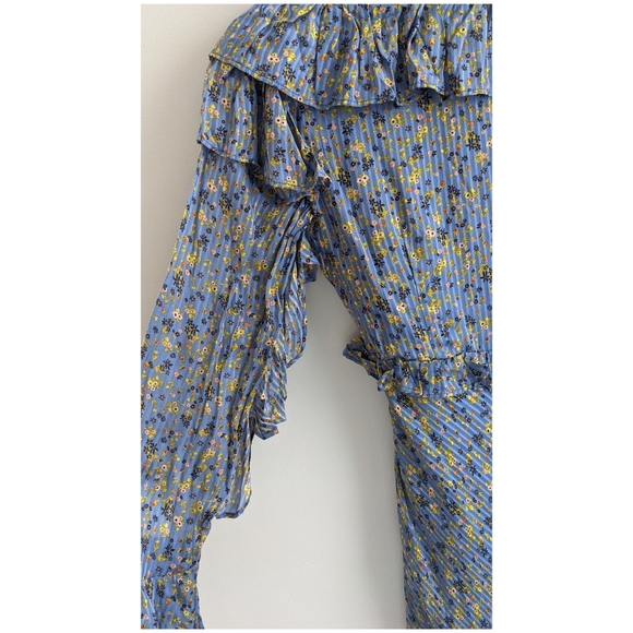 New WOT Free People Sweetest Thing Mini Floral Dress in Blue - Picture 9 of 16